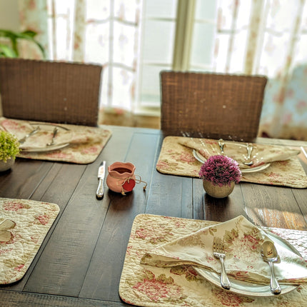 DaDa Bedding Set of 4-Pieces Hint of Mint Floral Cotton Dining Table Napkins 18" x 18" (3036)