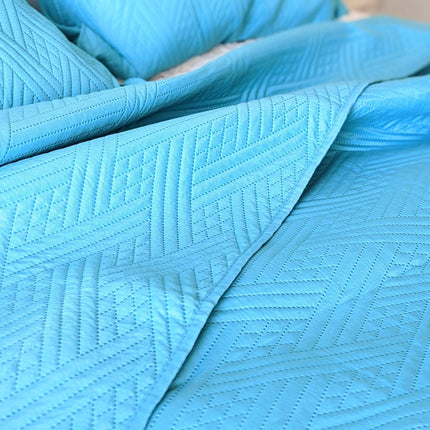 DaDa Bedding Gentle Wave Turquoise Teal Blue Lagoon Lightweight Quilted Bedspread Set (LH3000)