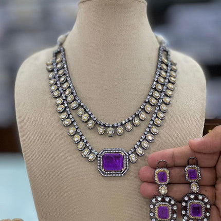 Moisaanite Necklace Earrings Set for Women