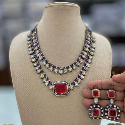 Moisaanite Necklace Earrings Set for Women