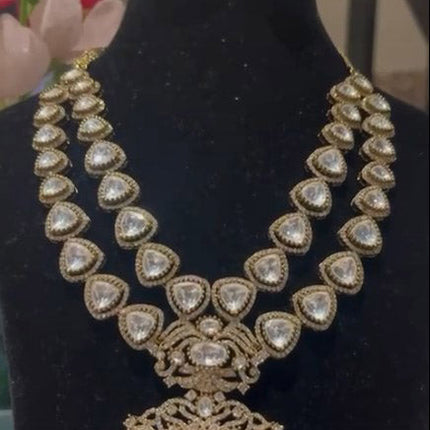 Beautiful Moissanite Kundan Doublet Stone Necklace Set
