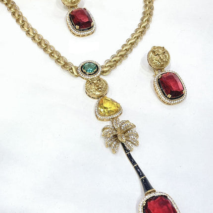 Exclusive Designer Sabya Sachi Inspired Fusion Stone Necklace Set