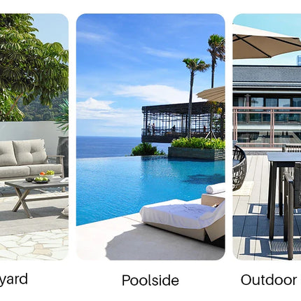 Seehill Limed Oak 3-Seater Outdoor Sectional Sofa – Modern Aluminum Patio Set for Garden, Lawn & Terrace Bliss