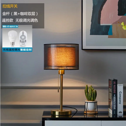 American Retro Gold Nordic Table Lamp – Luxury Warm LED Bedside & Study Light