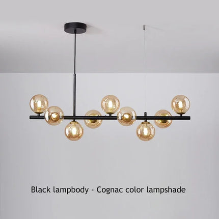 Modern Glass Ball Ceiling Chandelier | Elegant Golden Black Pendant Light For Dining Room, Kitchen Island & Living Spaces