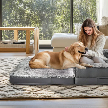 Foldable Human Dog Bed – 2-in-1 Calming Plush Sofa Lounge for Adults & Pets (Washable, Waterproof, Weighted Comfort)
