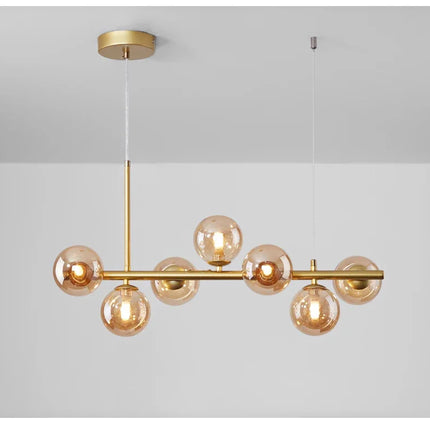 Modern Glass Ball Ceiling Chandelier | Elegant Golden Black Pendant Light For Dining Room, Kitchen Island & Living Spaces