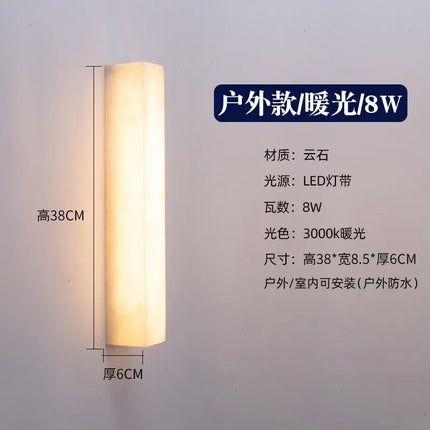 Sienna Verro Long Marble Wall Sconce — Modern Copper & Stone Accent Lighting for Hall, Living Room & Boutique Interiors