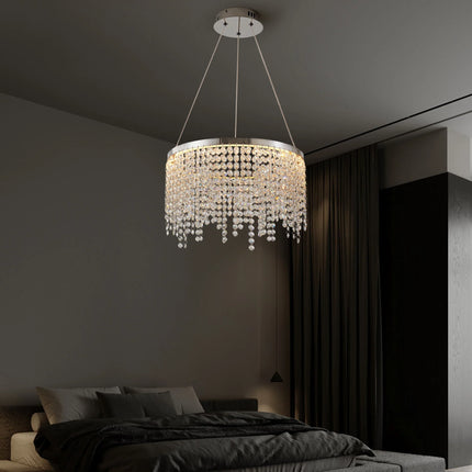 Opéra Halo 16" Crystal LED Pendant – Dimmable Luxe Chandelier with Adjustable Hue for Modern Interiors