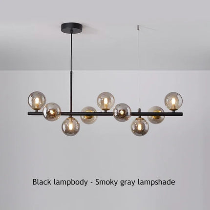 Modern Glass Ball Ceiling Chandelier | Elegant Golden Black Pendant Light For Dining Room, Kitchen Island & Living Spaces