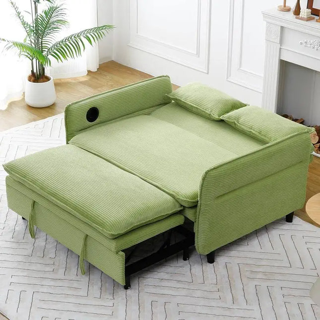 The Élan Verde Convertible Sofa Bed | 65.74” Luxe Corduroy Statement Piece, Dual-Function Reclining Elegance for Living & Bedroom Spaces | Limited Series