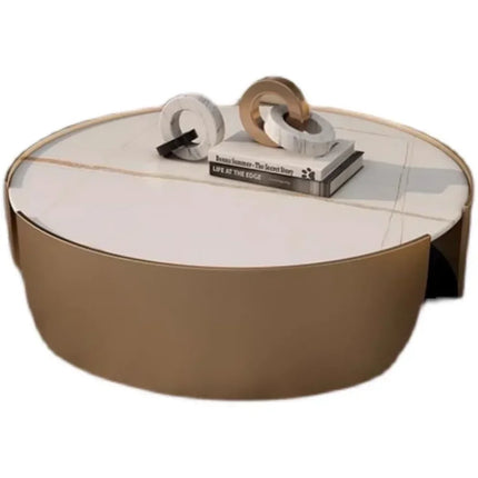 The Margo Eclipse | Sculpted Round Modern Luxe Coffee Table – Minimalist Metal Patio Accent for Indoor & Outdoor Living