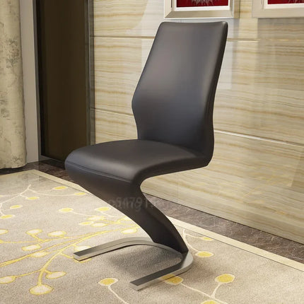 Z Harmony PU Leather Dining Chairs (2-Piece Set) | Modern Minimalist Z-Shape Iron Frame Chairs for Dining & Living Rooms | Soft Comfort Meets Contemporary Elegance