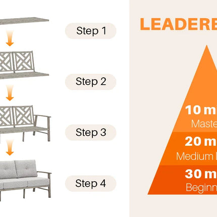 Seehill Limed Oak 3-Seater Outdoor Sectional Sofa – Modern Aluminum Patio Set for Garden, Lawn & Terrace Bliss