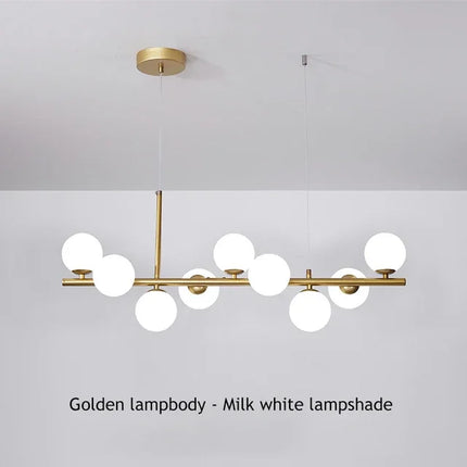Modern Glass Ball Ceiling Chandelier | Elegant Golden Black Pendant Light For Dining Room, Kitchen Island & Living Spaces
