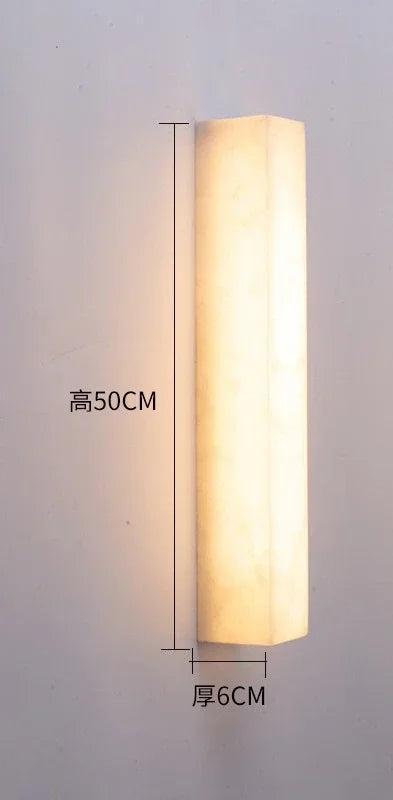 Sienna Verro Long Marble Wall Sconce — Modern Copper & Stone Accent Lighting for Hall, Living Room & Boutique Interiors