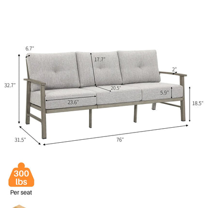 Seehill Limed Oak 3-Seater Outdoor Sectional Sofa – Modern Aluminum Patio Set for Garden, Lawn & Terrace Bliss