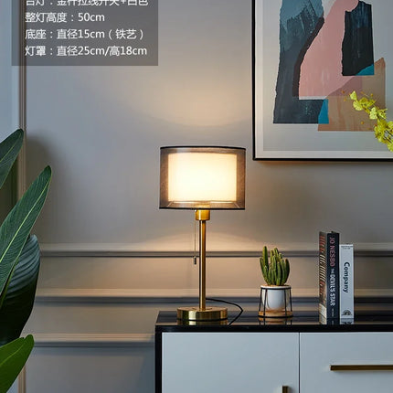 American Retro Gold Nordic Table Lamp – Luxury Warm LED Bedside & Study Light