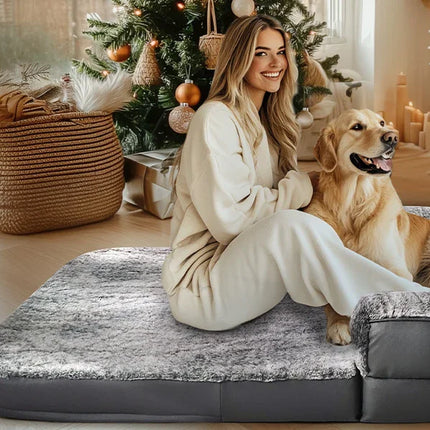 Foldable Human Dog Bed – 2-in-1 Calming Plush Sofa Lounge for Adults & Pets (Washable, Waterproof, Weighted Comfort)