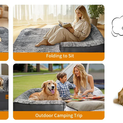 Foldable Human Dog Bed – 2-in-1 Calming Plush Sofa Lounge for Adults & Pets (Washable, Waterproof, Weighted Comfort)