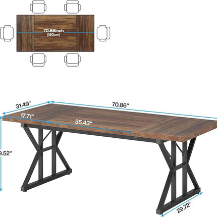 The Belmont Manor 70.8” Farmhouse Dining Table – Heritage Grandeur, Modern Power