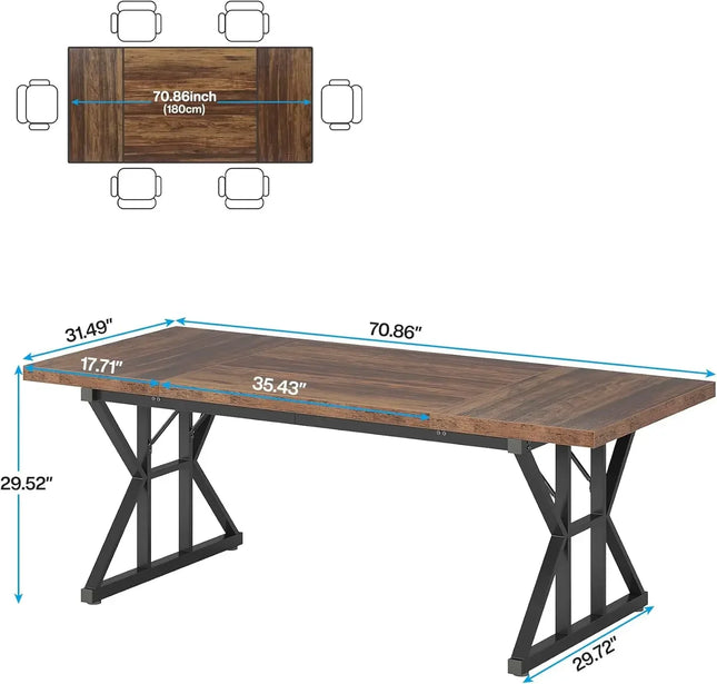 The Belmont Manor 70.8” Farmhouse Dining Table – Heritage Grandeur, Modern Power