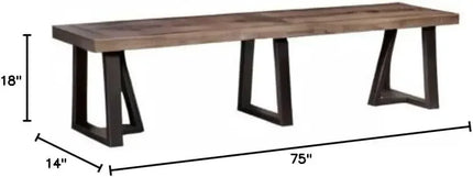 Belmont Prairie Grand Farmhouse Bench — 75” Reclaimed Pine & Distressed Black Elegance