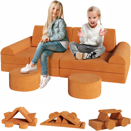 Modular Kids Play Couch – 14-Piece Convertible Sectional Sofa & Fortplay Set for Toddlers and Families