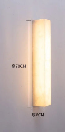 Sienna Verro Long Marble Wall Sconce — Modern Copper & Stone Accent Lighting for Hall, Living Room & Boutique Interiors