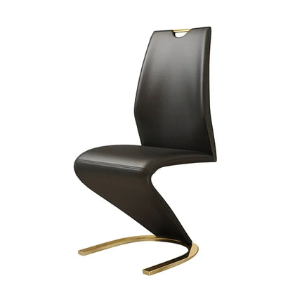 Z Harmony PU Leather Dining Chairs (2-Piece Set) | Modern Minimalist Z-Shape Iron Frame Chairs for Dining & Living Rooms | Soft Comfort Meets Contemporary Elegance