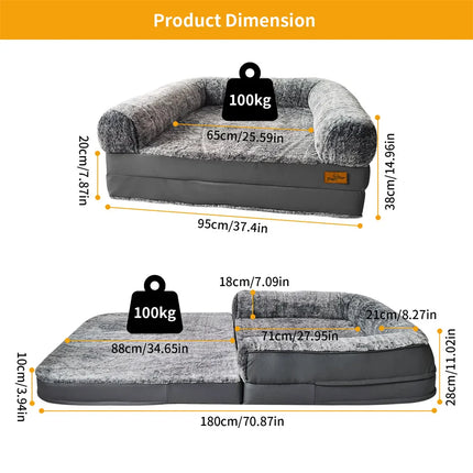 Foldable Human Dog Bed – 2-in-1 Calming Plush Sofa Lounge for Adults & Pets (Washable, Waterproof, Weighted Comfort)