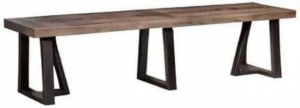 Belmont Prairie Grand Farmhouse Bench — 75” Reclaimed Pine & Distressed Black Elegance