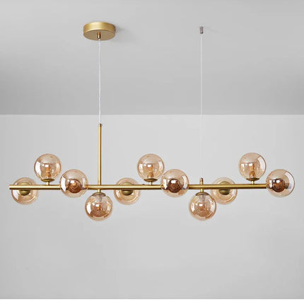 Modern Glass Ball Ceiling Chandelier | Elegant Golden Black Pendant Light For Dining Room, Kitchen Island & Living Spaces