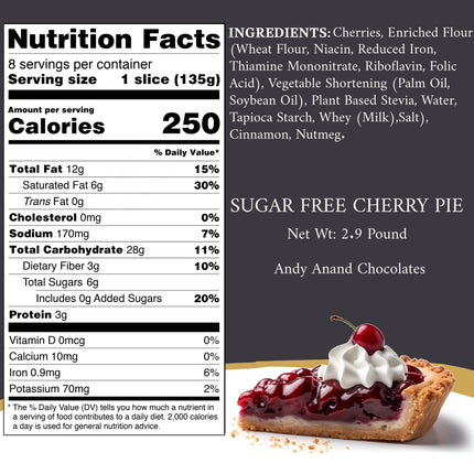 Andy Anand Sugar Free Pie Freshly Baked (2.9 lbs) delicious, decadent