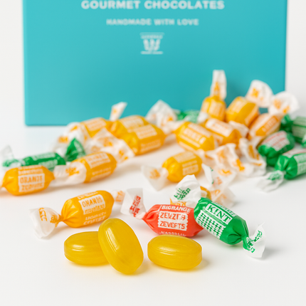 Andy Anand 55 Pc Sugar Free Ginger Candy with great tasting 3 Flavors Orange, Mango & Lemon Made In Italy, Imported Sugar Free Hard Candy - Delicious and Healthy 7 Oz