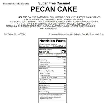 Andy Anand Deliciously Indulgent Sugar Free Pecan Cake 9" - Freshly Baked Cakes For Sale - Savor Rich Cake Treat (2 lbs)