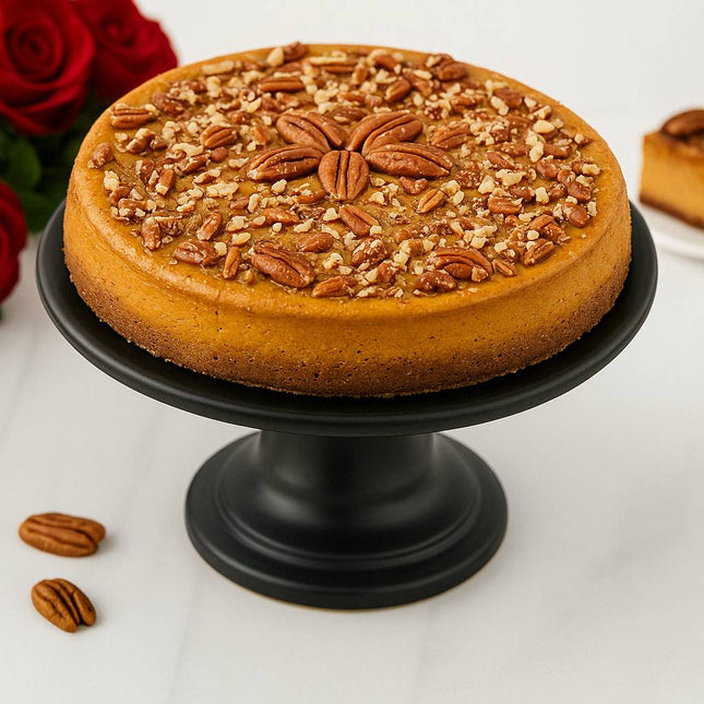 Andy Anand Sugar Free Pumpkin Pecan Cheesecake: Made with Pecans, Fresh Eggs & Cream, Soft Moist, Best Cheese Cake For Anniversary Celebrations & Dessert Lovers (2.4 lbs)
