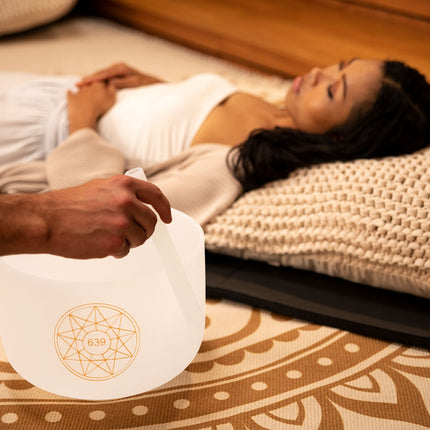 10" Solfeggio Crystal Singing Bowl, Fa 639 Hz, Note D#4