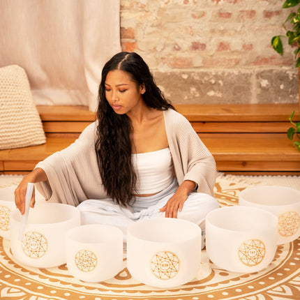 6-Piece Crystal Singing Bowl Chakra Set, Solfeggio
