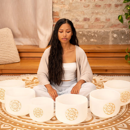 6-Piece Crystal Singing Bowl Chakra Set, Solfeggio