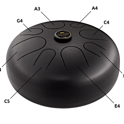 12" Steel Tongue Drum, A Minor, Black