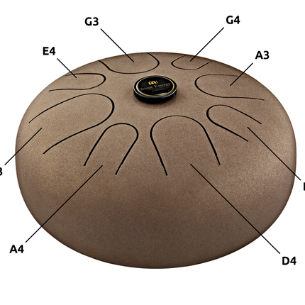 12" Steel Tongue Drum, G Major, Vintage Brown