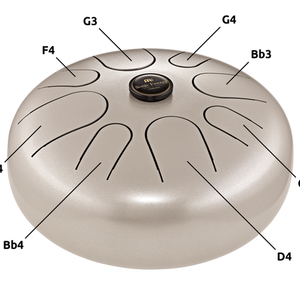 12" Steel Tongue Drum, G Minor, Pearl Grey