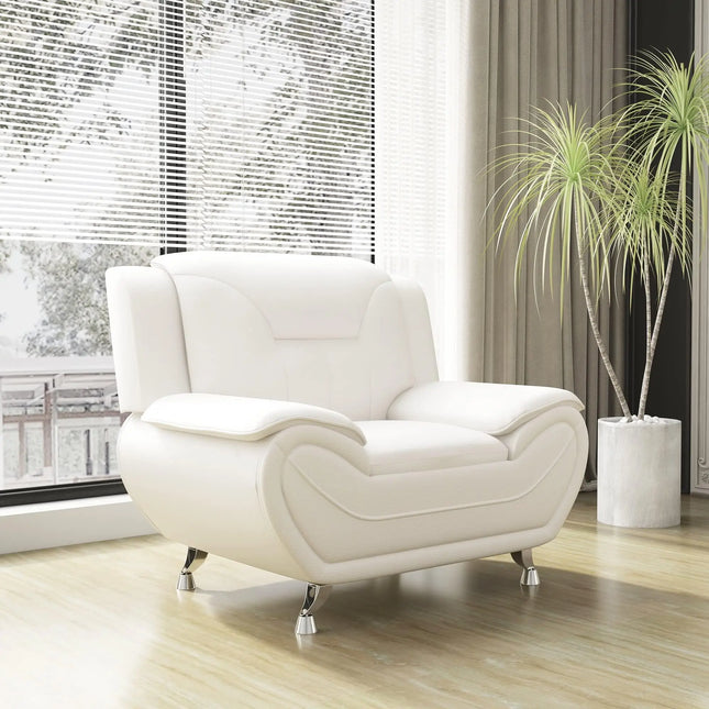 Elegant Compact Sofa for Small Spaces - Beautiful Seams, Long - Lasting Quality in White Faux Leather