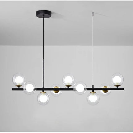 Modern Glass Ball Ceiling Chandelier | Elegant Golden Black Pendant Light For Dining Room, Kitchen Island & Living Spaces