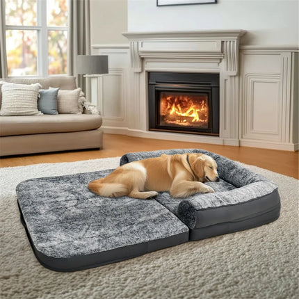 Foldable Human Dog Bed – 2-in-1 Calming Plush Sofa Lounge for Adults & Pets (Washable, Waterproof, Weighted Comfort)