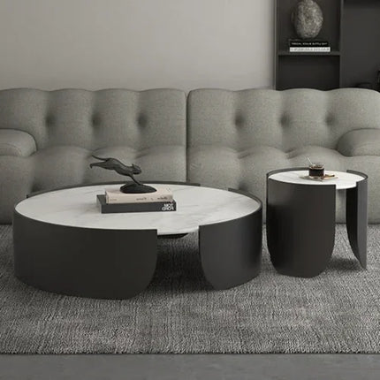 The Margo Eclipse | Sculpted Round Modern Luxe Coffee Table – Minimalist Metal Patio Accent for Indoor & Outdoor Living