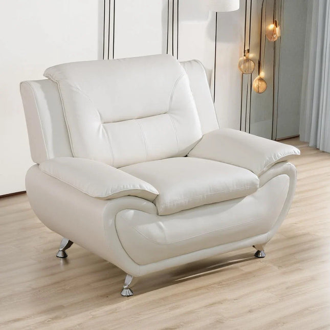 Elegant Compact Sofa for Small Spaces - Beautiful Seams, Long - Lasting Quality in White Faux Leather