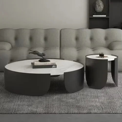 The Margo Eclipse | Sculpted Round Modern Luxe Coffee Table – Minimalist Metal Patio Accent for Indoor & Outdoor Living