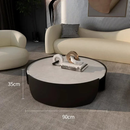 The Margo Eclipse | Sculpted Round Modern Luxe Coffee Table – Minimalist Metal Patio Accent for Indoor & Outdoor Living